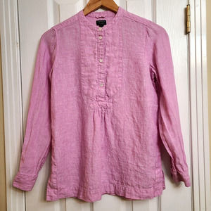 Baird Mcnutt J Crew Womens Irish Linen Popover Long Sleeve Tunic Top Size 00